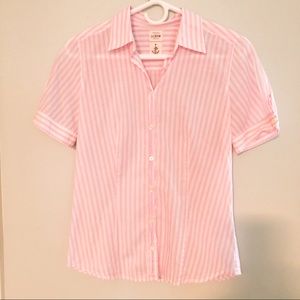 J. Crew Lightweight Pink Striped Button-Down Top